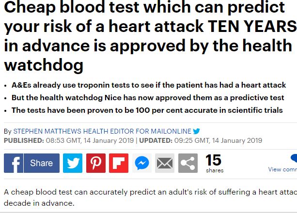 "اختبار دم رخيص" يتنبأ بخطر النوبة القلبية قبل 10 سنوات من الإصابة