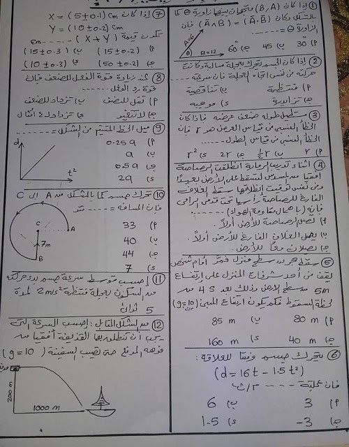 تسريب امتحان الفيزياء للصف الأول الثانوى ،، تحميل تسريب امتحان الفيزياء للصف الاول الثانوى 2019