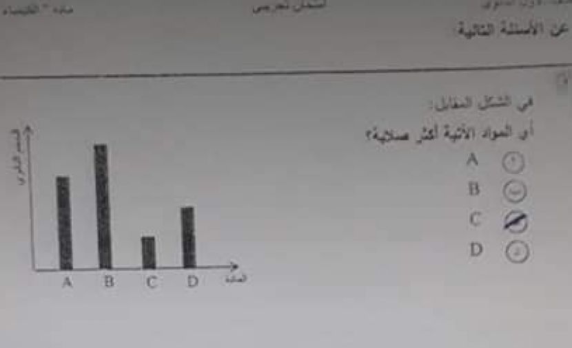 تسريب امتحان الكيمياء للصف الاول الثانوى 2019 كامل تسريب امتحان الكيمياء اولي ثانوي 2019 بالاجابة (تسريب امتحان الكيمياء) تسريب امتحان الكيمياء الصف الاول الثانوي 2019