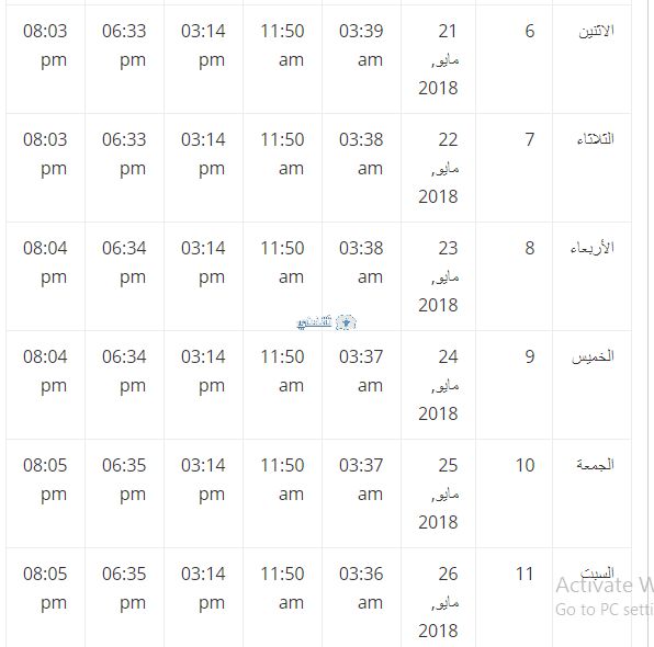 إمساكية شهر رمضان 2019 م- 1440 هـ المملكة العربية السعودية ومواقيت الإفطار والسحور