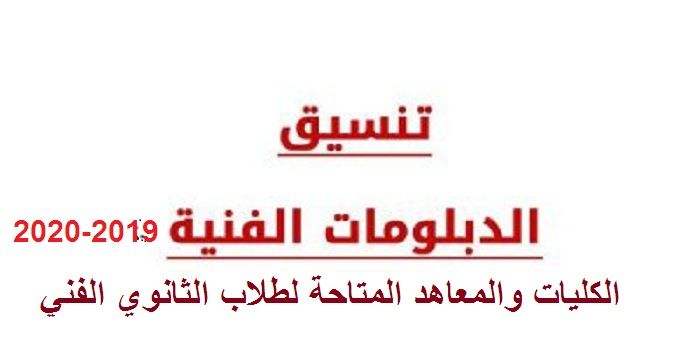 موعد “تنسيق الدبلومات الفنية” 2019 والكليات المتاحة لطلاب الدبلوم “تجارى .صناعى. زراعى....