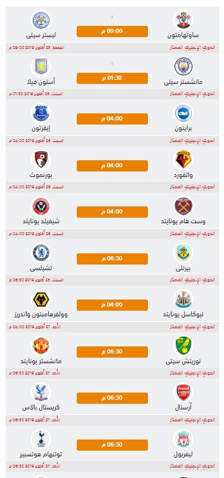 ترتيب هدافى الدوري الإنجليزي قبل مباريات الأسبوع العاشر