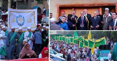 فيديو وصور.. الطرق الصوفية تحتفل بالمولد النبوى بموكب ضخم ضم الآلاف.. الموكب تحرك من مسجد الجعفرى...