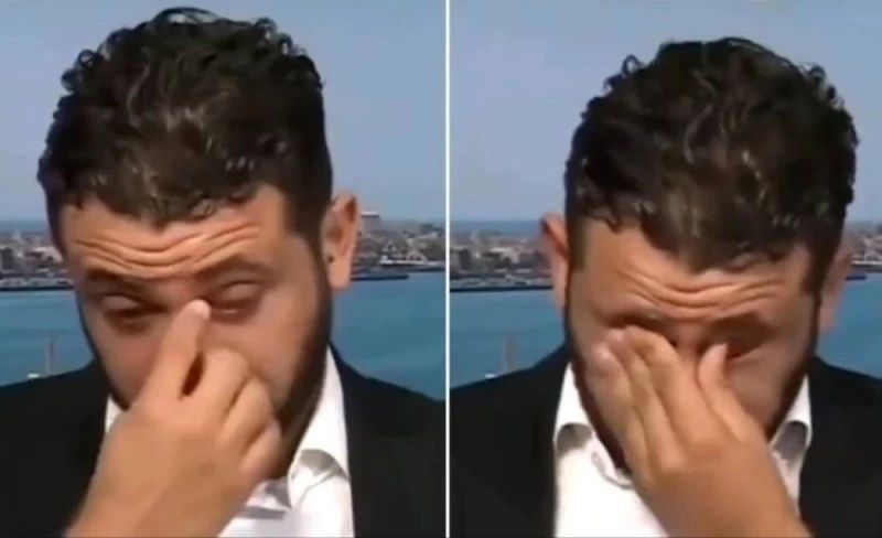 بدموع كثيرة تبكي الحجر..اتفرج صحفي شهير ينهار بالبكاء على الهواء لهذا السبب !!