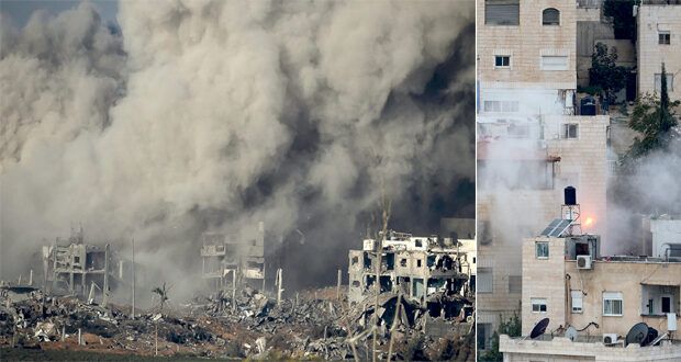 مقتحما المجمع فيما يحفر الفلسطينيون قبور شهدائهم .. الاحتلال يصب نيرانه على «الشفاء» .. ويحول أروقته إلى مراكز اعتقال