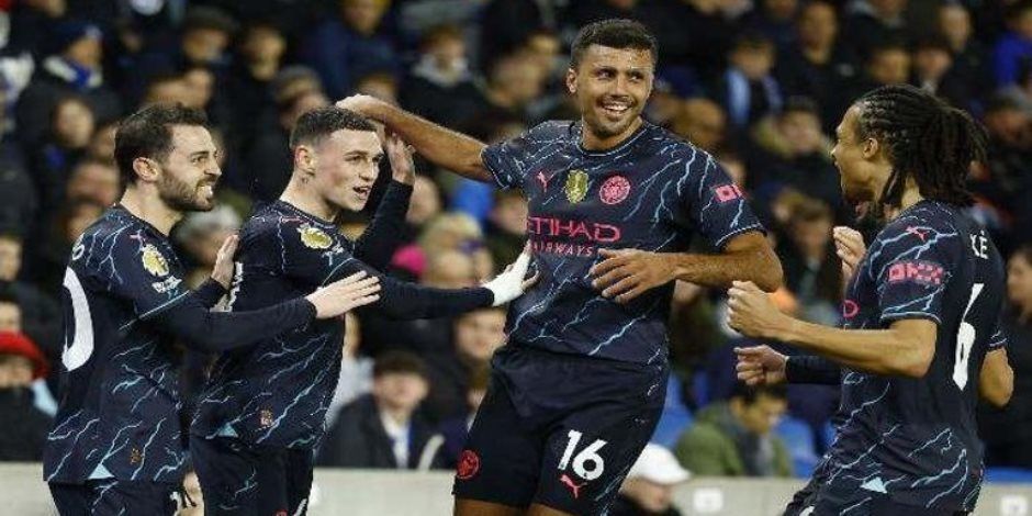 مانشستر سيتى يكتسح برايتون ويطارد قمة الدورى الإنجليزى برباعية مثيرة.. فيديو