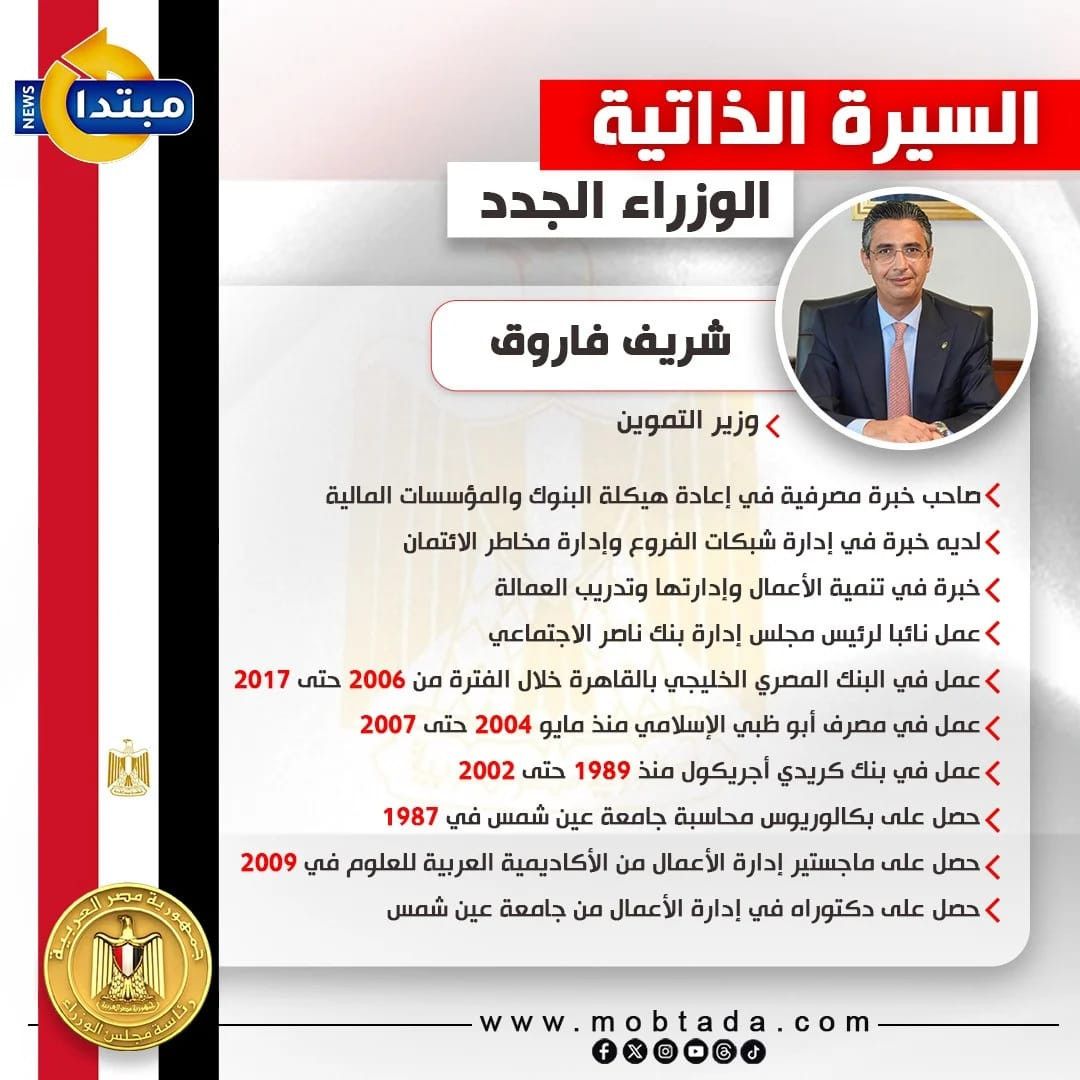 السيرة الذاتية لـ شريف فاروق وزير التموين الجديد (إنفوجراف)
