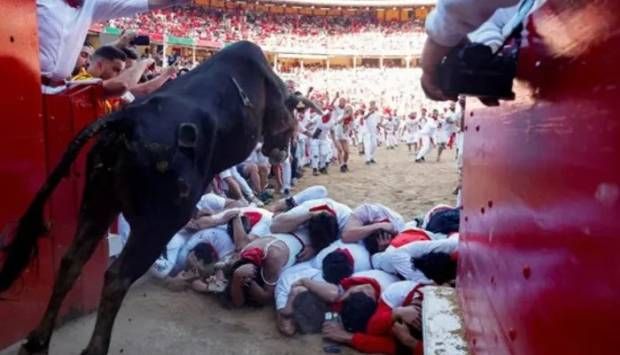 إصابات في إسبانيا أثناء مطاردة الثيران بمهرجان «بامبلونا»