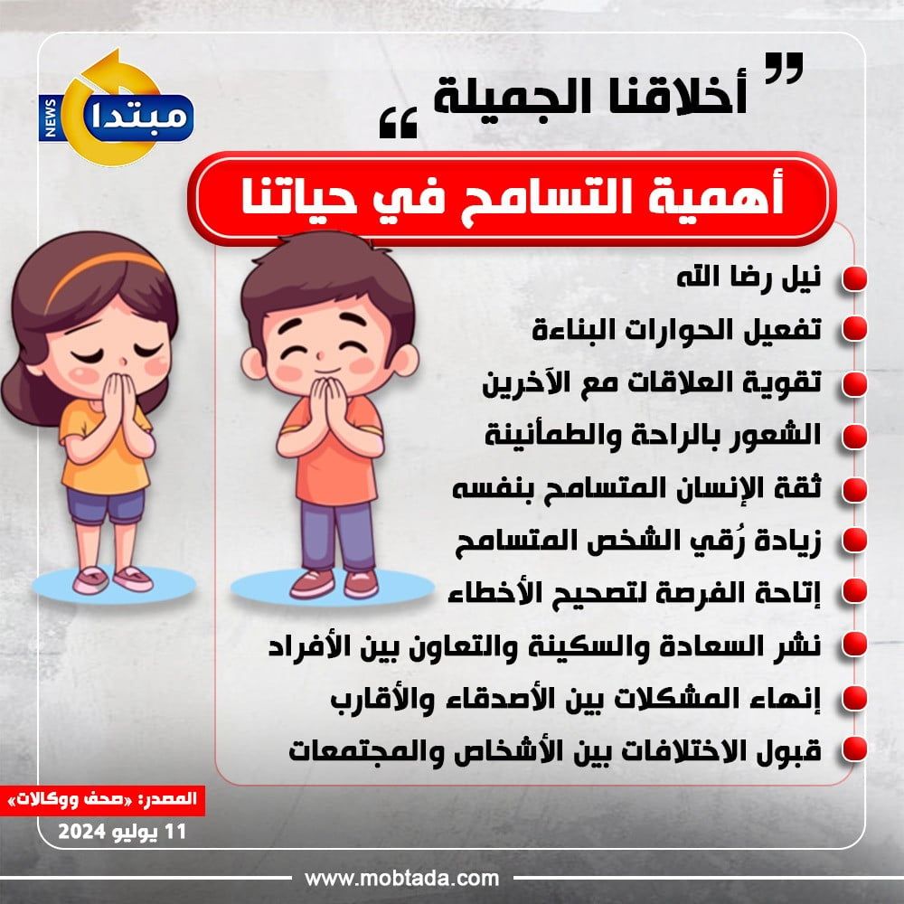 أخلاقنا الجميلة.. أهمية التسامح في حياتنا (إنفوجراف)