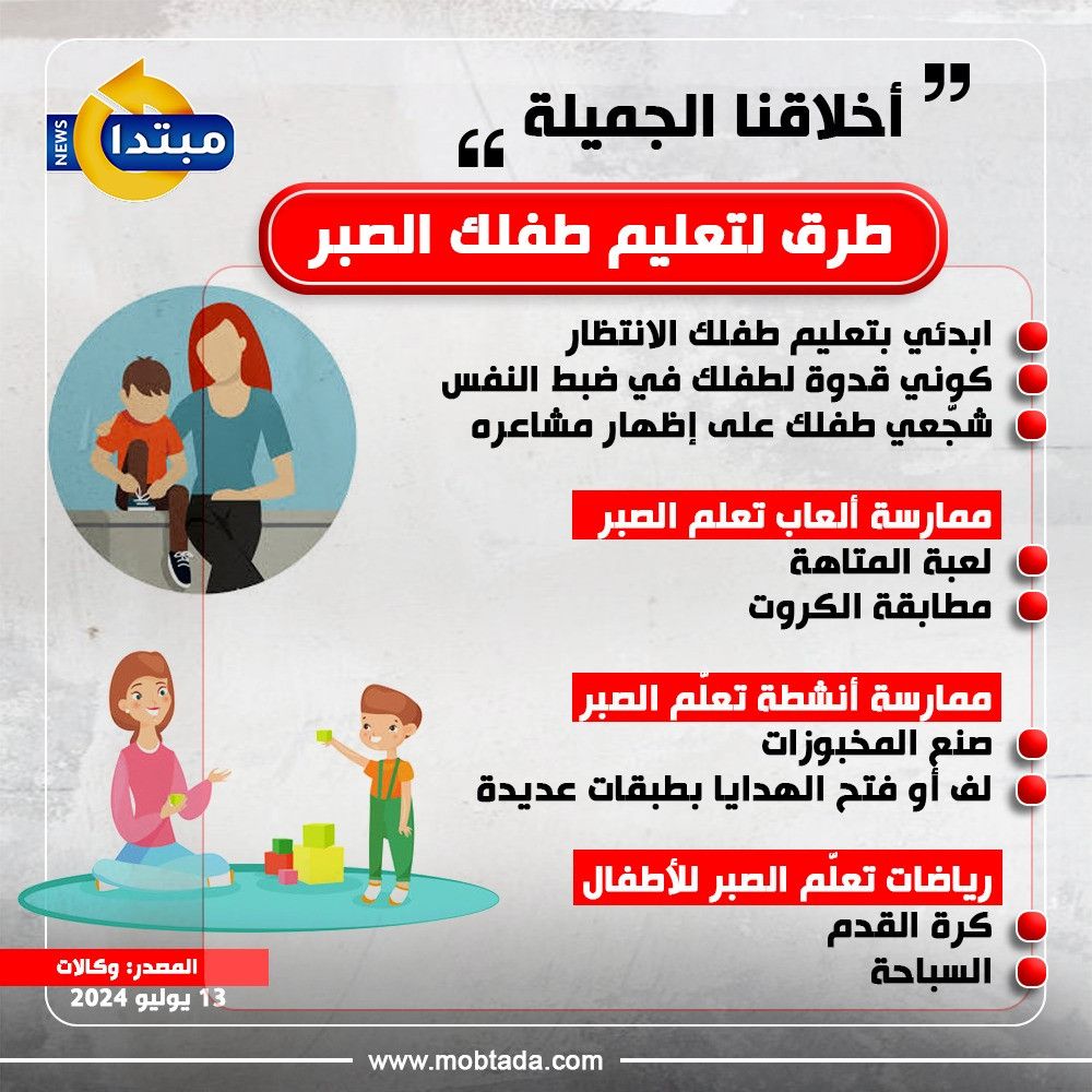 أخلاقنا الجميلة.. طرق لتعليم طفلك الصبر (إنفوجراف) 