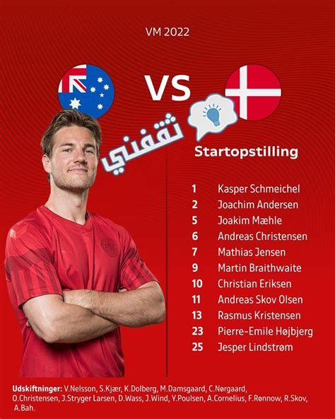 تشكيلة منتخب الدنمارك أمام استراليا في كأس العالم 2025