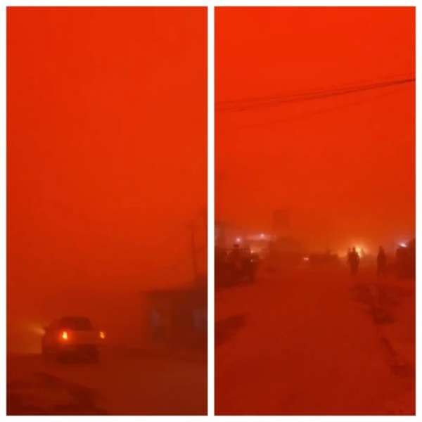 عاصفة ترابية تحول سماء العراق إلى الأحمر وتصيب المئات بالاختناق.. ما السبب؟