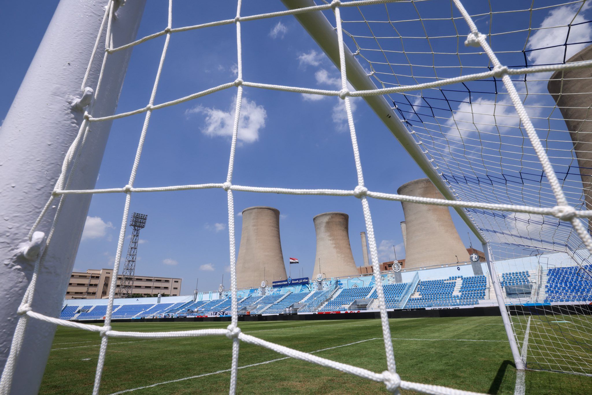 ملعب غزل المحلة جاهز لاستقبال مباراة الأهلي.. صور