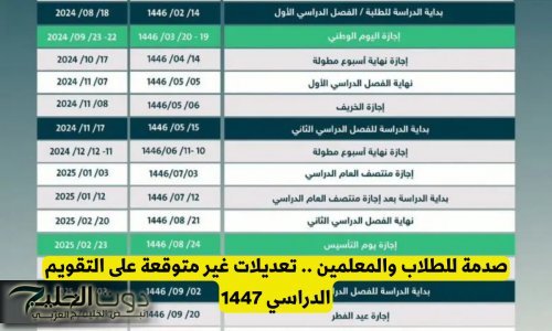 صدمة للطلاب والمعلمين .. تعديلات غير متوقعة على التقويم الدراسي 1447