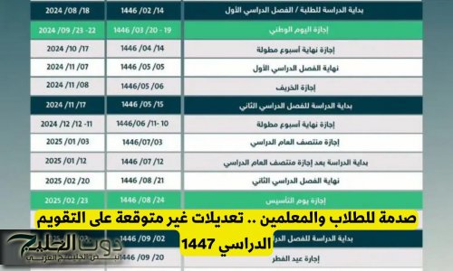 صدمة للطلاب والمعلمين .. تعديلات غير متوقعة على التقويم الدراسي 1447 !!