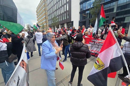 وقفة تأييد للرئيس السيسي أمام المفوضية الأوروبية بمشاركة الجاليتين المصرية والفلسطينية