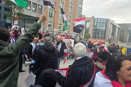وقفة تأييد للرئيس السيسي أمام المفوضية الأوروبية بمشاركة الجاليتين المصرية والفلسطينية
