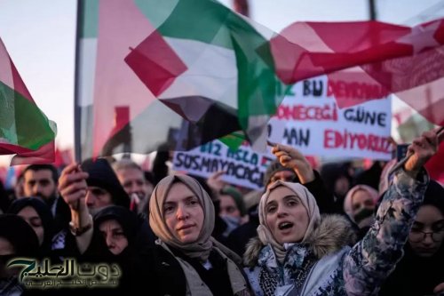 الآلاف يشاركون بمظاهرة دعماً لغزة في إسطنبول