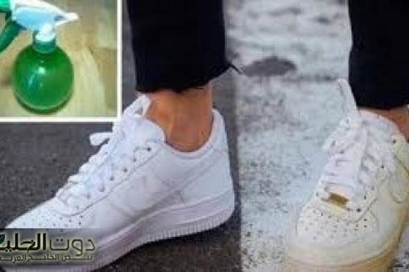 طريقة تنظيف الكوتشى الأبيض القماش والجلد بمكونات بسيطة في المطبخ.. هيرجع كانه جديد
